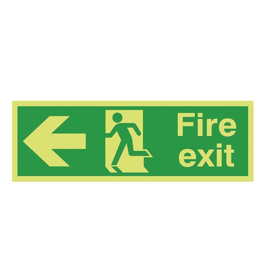 Picture of Photoluminescent Fire Exit Left Arrow Sign