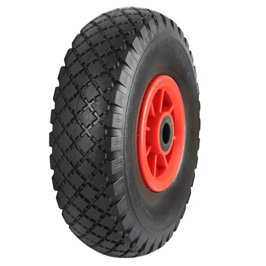 Picture of Black Pneumatic Tyred Wheels With Red Polypropylene Centres